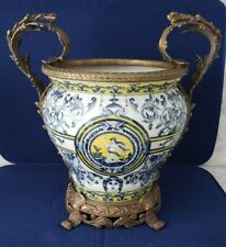 Vintage WONG LEE Crackled Glaze Porcelain Medusa Urn w/ Ormolu Bronze Mounts picture