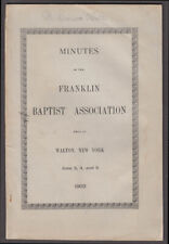 Franklin Baptist Association Minutes Walton NY 1902 picture