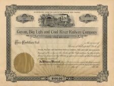 Guyan, Big Ugly and Coal River Railway Co. - Stock Certificate - Railroad Stocks picture