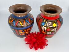 Vintage (Set of 2) Novica Decorative Art Pottery Vases Peru picture