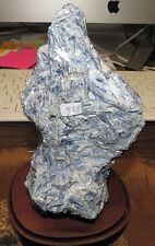 GORGEOUS HUGE SPECIMEN OF BLUE KYANITE IN A WOOD STAND picture
