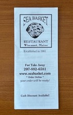 Sea Basket Menu Wiscasset Maine ME Seafood Restaurant Lobster picture