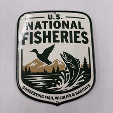 US National Fisheries Porcelain Sign Fish And Game Conservation Fish Wildlife picture