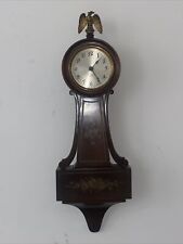 ANTIQUE SETH THOMAS BANJO CLOCK WALL WORKS GREAT MAHOGANY FLOWERS EAGLE FINIAL picture