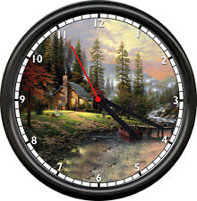 Cabin In The Woods River Personalized Your Name Script Relax Peaceful Wall Clock picture