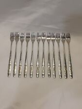 12 ONEIDA DISTINCTION DELUXE ROSE PENDANT COCKTAIL STAINLESS FLATWARE RETIRED picture