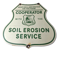 Vintage AG Department Sign - Forest Service Soil Erosion Gas Pump Porcelain Sign picture