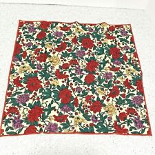 Vintage Fabric Napkins (5) 1980's Cocktail Dessert Sized Red Green Gold Floral picture