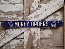 VINTAGE MONEY ORDERS PORCELAIN SIGN OLD DOOR BAR CANADIAN PACIFIC EXPRESS BANK picture