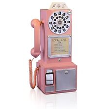 Antique Telephone - Pink Rotary Dial Landline Phone Model Vintage Pink-A picture