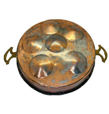 Copper Vintage Metalware w/Brass Handles Poacher Pan Escargot 6-Egg 8.5