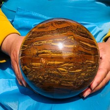 8.66LB Natural Tiger's Eye Ball Quartz Crystal Sphere Gem Healing Décor picture