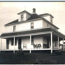 c1910 Delightful House Porch RPPC Real Photo Home Lightning Rods Postcard A44 picture