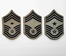 3 Pair Air Force ABU Command and Master Sergeant Rank Chevron Patches - Female picture
