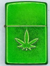 2018 Green Leaf Bud Green Metallic Zippo Lighter Rare NEW picture