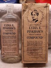 LARGE EMBOSSED LYDIA PINKHAM'S VEGETABLE COMPOUND w ORIGINAL LABEL & BOX NICE picture