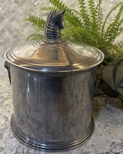 Vintage Georges Briard Ice Bucket MCM Seahorse Finial clamshell handles beach picture