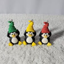 1997 Vintage Penguin Wearing Knit Hats Ornaments by House of Lloyd Pre-Owned picture
