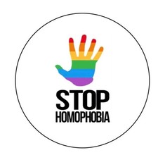 Stop Homophobia LGBTQ+ Gay Lesbian  2.25”  Pinback Button Pin Badge 003 picture