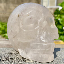 1.9LB  Natural Clear White Quartz Hand Carved Maya Crystal Skull Reiki Healing picture