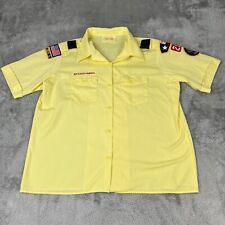 Boy Scouts Shirt Womens XL Yellow Cotton Blend Patches BSA Uniform picture