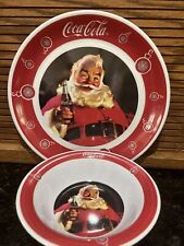 Coca Cola Santa Claus Plate Gibson Melamine Christmas Party 10” And  7” Bowl picture