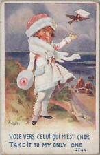 Postcard Artist Signed Right Girl in White Coat + Muff Take it My Only One  picture