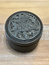 Vintage Metzke Owl Pewter Round Trinket Box/Tin With Lid picture