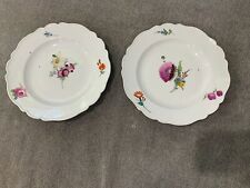 Antique 18th Cent. Meissen Porcelain Pair Painted Flowers Plate Marcolini Period picture