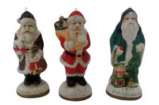 Lot of Three Old World Style Santa Collectibles Ceramic Figurines picture