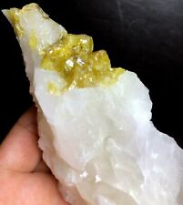 359g New Find Raw Natural Rare Yellow Sphalerite Quartz Crystal point mica  Y518 picture