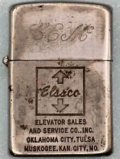 Vintage 1937-1950 Elssco Elevator Sales Advertising Chrome Zippo Lighter picture