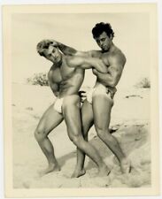 Bruce Of LA 1950 Gay Physique Wrestling Duo 5x4 Beefcake Hunk w/Tattoo Q8189 picture