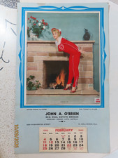 Vintage 1962 16" X 10" Teaser Peek-a-boo "Warming Up" wall hanger Calendar picture