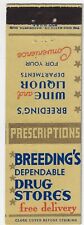 Breeding's Dependable Drug Stores 1940's FS Empty Matchbook Cover picture