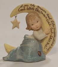 Enesco, Little Baby on Moon & Star Figurine, Girl, Glitter, Vintage  2003 #11209 picture