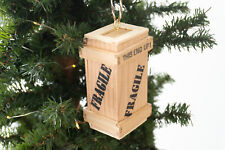 Fragile Real Wood Crate Ornament with Miniature Leg Lamp picture