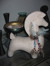 Unique Animal Totem Equine Art Horse Sand Sculpture Southwestern Beads Feathers picture