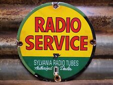 VINTAGE SYLVANIA PORCELAIN SIGN RADIO TUBES AUTHORIZED SERVICE AM FM 8