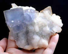 284g Natural Phantom Window Blue Purple Cubic Fluorite CLUSTER Mineral Specimen picture