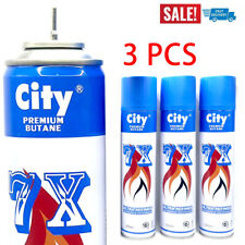 3PK City Can Gas Refill Butane Fuel & Nozzle adapter Refined 300ml 10.14Oz picture