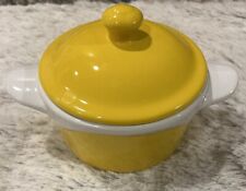 Michael Andrew Ceramic Small Yellow White Casserole Covered Dish Lid 4.25x2.25