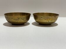 Vintage Egyptian Brass 4 inch Set of 2 Offering Bowl Etchings of Sphinx Pyramids picture
