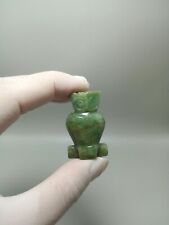 38mm Hand Carved Jadeite Jade Owl Statue 100%Natural Real Burmese Burma picture