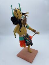 Vtg KACHINA DOLL Rare Cricket Dancer Wood Signed 12” Wood Carved & Bright,  READ picture