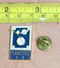 Vintage SETI Planetfest 1989 Lapel Pin Planetary Society Solar Space Carl Sagan picture