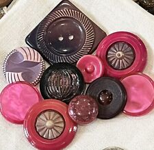Vintage & Antique 10 Celluloid Buttons Lot Pinks & Purples picture