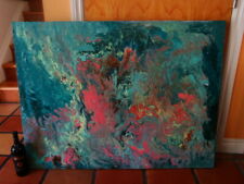HUGE Abstract Psycedelic OIL / ACRYLIC on Canvas 4Ft X 3FT SIGNED SHEARS 1974 picture