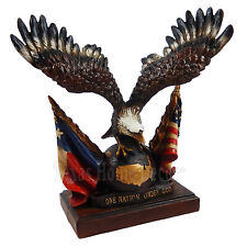 Bald Eagle Figurine Statue United States & Texas Flag Patriotic One Nation  picture