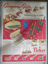 Parker Pens and Pencils Ad: Christmas Gift Sets from 1939 Size: 11 x 15 inches picture